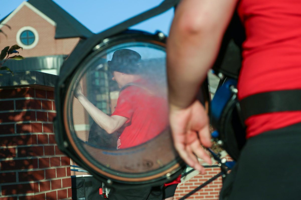 Kyle Bussing waits to perform at the Homecoming festival at Grand View University in Des Moines, Iowa on Friday, September 26, 2025