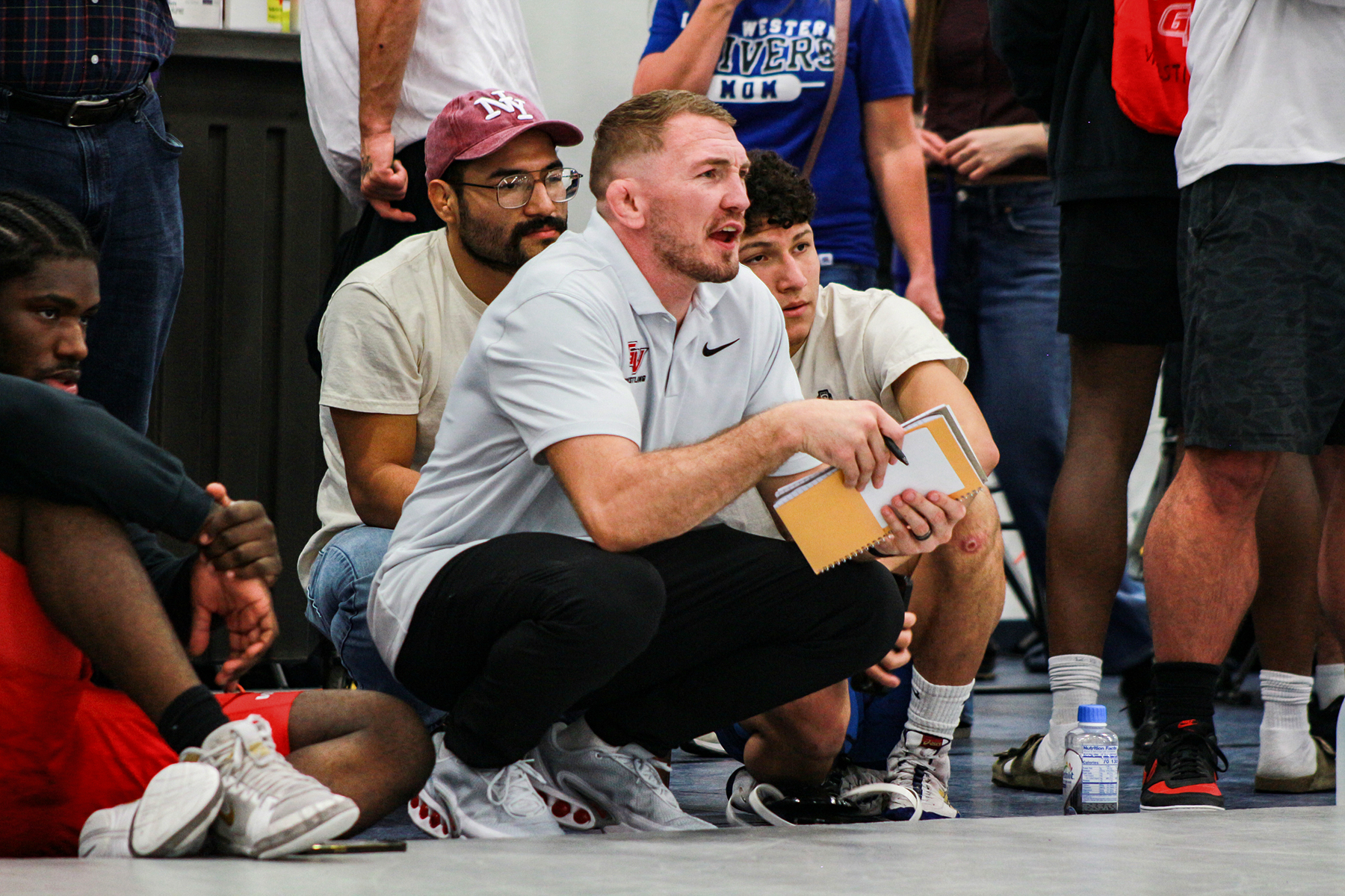Grant Henderson coaches from the sidelines during the Grand View Open at the Ignit Sports Complex in Grimes, Iowa on Saturday, November 15th, 2025. 

Austyn Ellenbecker