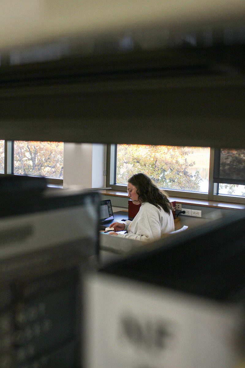 Jordan Lipinski works on editing photos at the West Des Moines Public Library in West Des Moines, Iowa, on Wednesday, November 5, 2025. 

Charlee Heffron