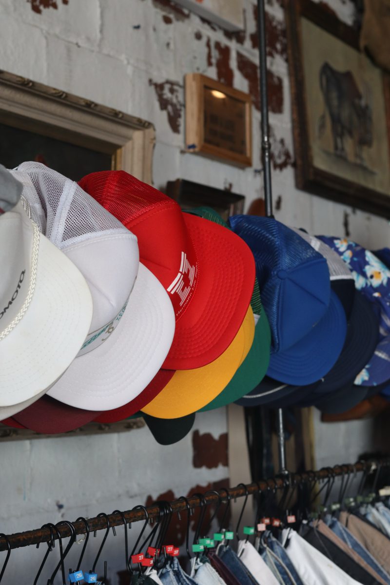 Hats hang in The Dust Collective in Des Moines, Iowa, on Monday, January 26, 2026